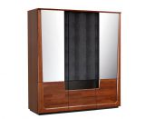 Armoire / armoire à portes battantes "Lopar" 37, couleur : noyer / noir, partiellement massif - Dimensions : 196 x 182 x 63 cm (H x L x P)