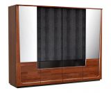 Armoire / armoire à portes battantes "Lopar" 38, couleur : noyer / noir, partiellement massif - Dimensions : 196 x 242 x 63 cm (H x L x P)