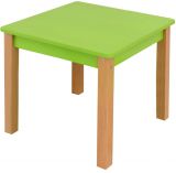 Table d'enfant Laurenz en hêtre massif naturel / vert - Dimensions : 47 x 50 x 50 cm (H x L x P)