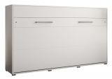 Lit armoire Namsan 02 horizontal, Couleur : Blanc mat / Blanc brillant - Couchage : 120 x 200 cm (l x L)