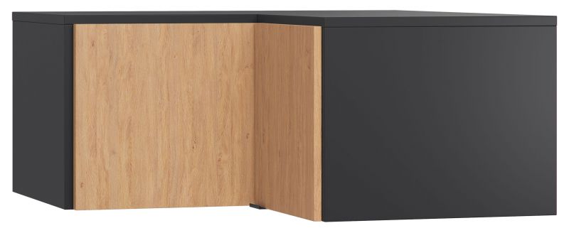 Supplément pour armoire d'angle Leoncho 40, couleur : noir / chêne - Dimensions : 45 x 102 x 104 cm (H x L x P)