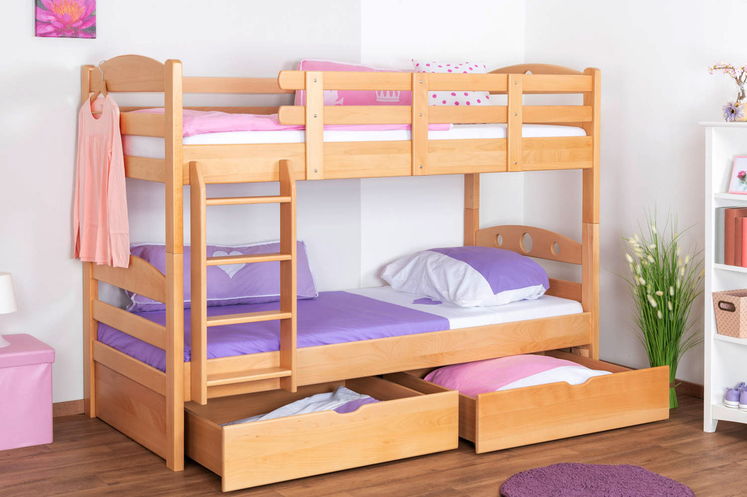 Lit superposé de 90 cm d'enfants avec lit giggogne | LUFE Lit superposé de 90 cm d'enfants avec lit giggogne | LUFE
