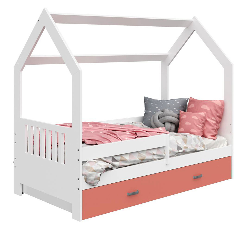 Lit Enfant AIYAPLAY 140x70 Cm – Protection Anti-chute, Bois Pin Et MDF – Rose, Pour 3-8 Ans - 4