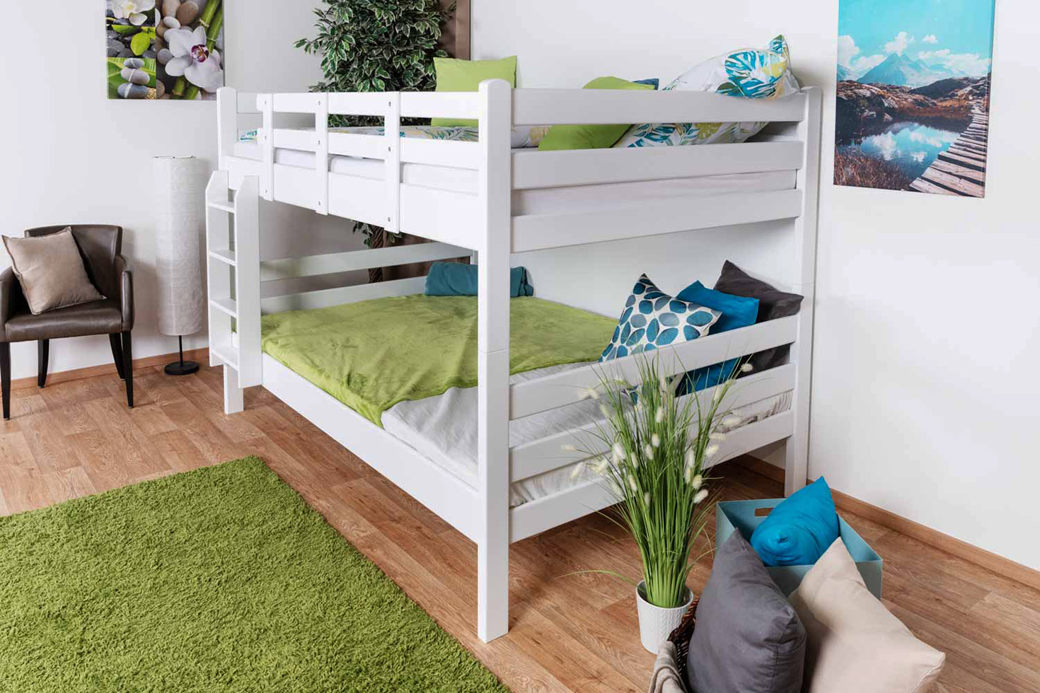 Lit mezzanine enfants échelle blanc 80x200 cm bois pin massif | Leroy Lit mezzanine enfants échelle blanc 80x200 cm bois pin massif | Leroy