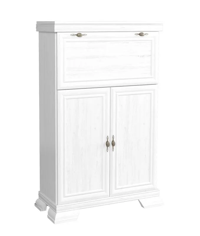 Commode Sentis 08, Couleur : Pin blanc - 136 x 88 x 39 cm (h x l x p)