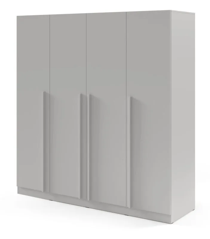 Armoire / Couleur : Gris platine / avec 3 tiroirs / 4 portes / 200 x 61 x 210 cm / Edegem 01 / 3 tringles à vêtements / 7 compartiments / Chants en ABS