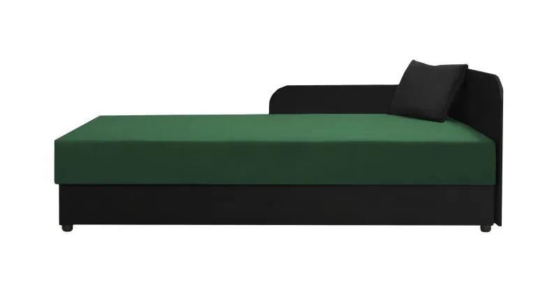 Lit de jour ou d’appoint Lobatos 68 | Noir & Vert | Tête de lit à droite | Espace de rangement | 80 x 195 cm | Bonell