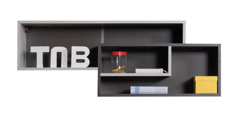 Étagère murale Ohey 10 | Gris foncé & gris clair | 43 x 115 x 25 cm | Design moderne