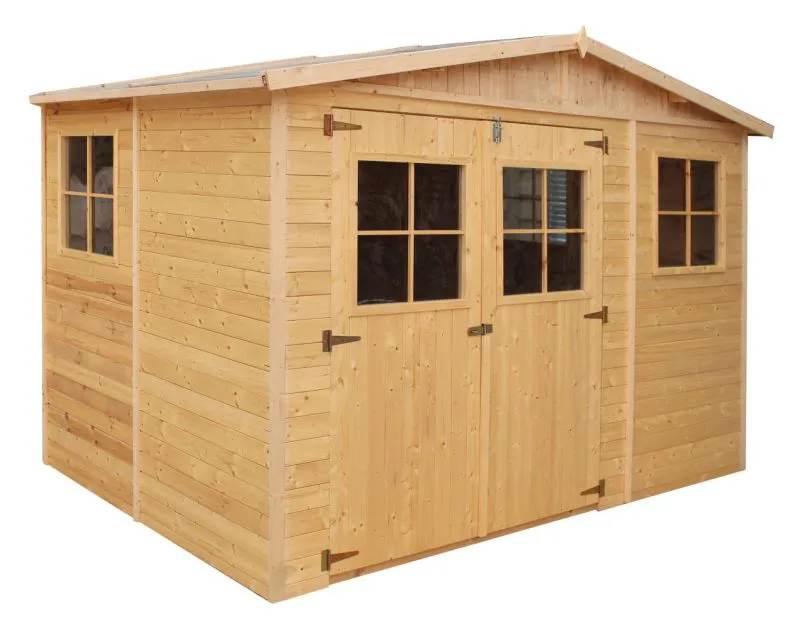 Abri de jardin Kufstein en éléments préfabriqués avec toit à deux pans - L : 300 cm x l : 200 cm - Feutre de recouvrement inclus