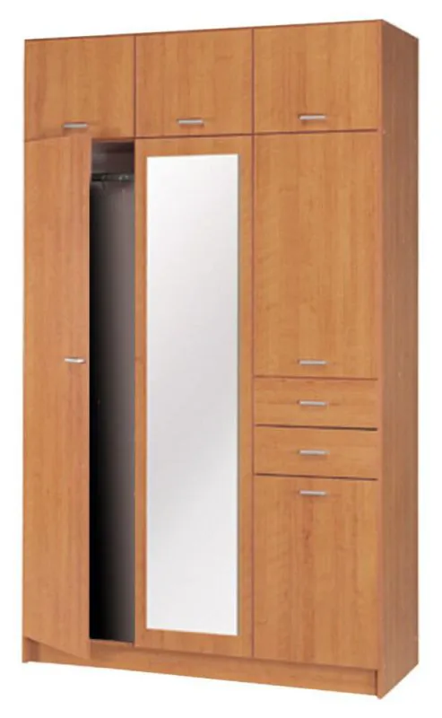 Chambre à coucher - Armoire avec mirroir, Couleur: Aulne - Dimensions: 220 x 130 x 55 cm (H x L x P) Abbildung