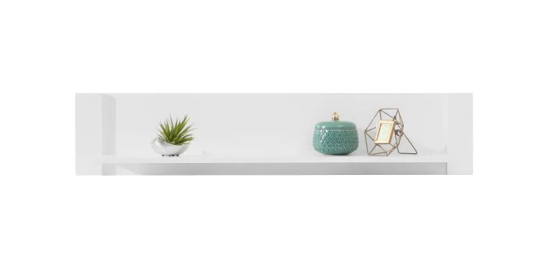 Étagère murale Tellin 11 | Blanc & Blanc brillant | 25 x 120 x 20 cm | Design moderne