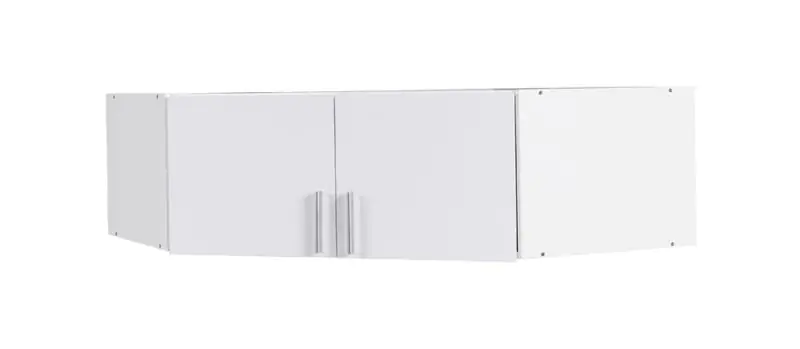 Attache pour armoire à portes battantes / armoire d'angle Messini 06, couleur : blanc / blanc brillant - Dimensions : 40 x 117 x 117 cm (H x L x P)