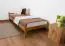 Lit Futon / lit en bois de pin massif, chêne couleur A14, sommier à lattes inclus - Dimensions 90 x 200 cm 