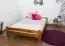 Lit futon / lit en bois de pin massif, couleur chêne A11, incl. sommier à lattes - dimension 140 x 200 cm