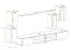 Mur de salon au design moderne Volleberg 69, couleur : blanc / noir - dimensions : 150 x 280 x 40 cm (h x l x p), avec deux vitrines suspendues