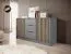 Commode design élégant Leeds 25 | Gris graphite & chêne artisan | 86 x 155 x 45 cm