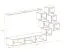 Elégant meuble-paroi Volleberg 07, couleur : blanc / gris - dimensions : 140 x 260 x 40 cm (h x l x p), avec trois vitrines suspendues