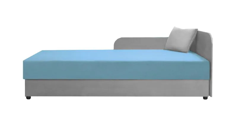 Lit d’appoint / Banquette Lobatos 42 | Bonellfederkern | 90 x 195 cm | Rangement intégré | Gris/Bleu