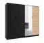 Armoire penderie Filiates 01 | 1 porte miroir, 2 tiroirs, 2,2 m large | Noir et chêne Artisan