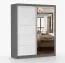Armoire penderie avec portes coulissantes et miroir | 218 x 183 x 61 cm | Blanc / Gris | Cuillin 03 | 2 portes | 6 compartiments | Grand volume
