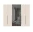Armoire à portes battantes avec deux portes miroir Neiafu 19, couleur : cachemire, dimensions : 224 x 272 x 56 cm, trois tringles à vêtements, système de fermeture en douceur, pieds réglables