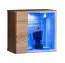 Meuble mural design Volleberg 14 | Noir & chêne Wotan | 140 x 260 x 40 cm | 3 vitrines suspendues