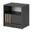Table de chevet Leeds 35 en graphite | 1 tiroir, 1 grand compartiment | Lamelles chêne artisan | 52 x 51 x 38 cm | Bords ABS