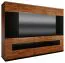 Armoire | 5 portes battantes | 6 tiroirs | avec tringle à vêtements | 285 cm de large | Chêne massif partiel | Couleur: Noix / Noir Abbildung