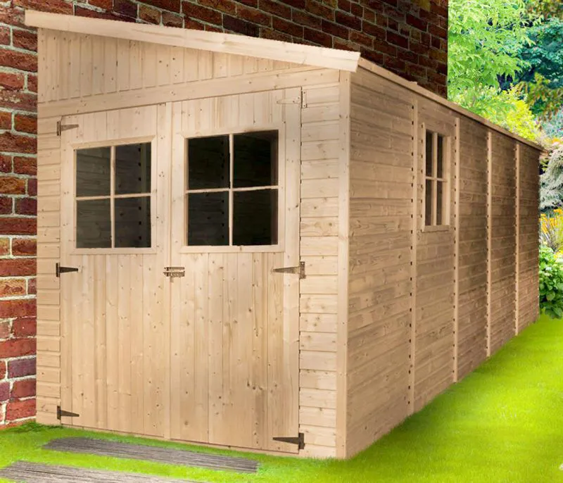 Maison de jardin adossée incl. paroi latérale - 5,14 x 2,16 mètres - non traité - toit à un pan Abbildung