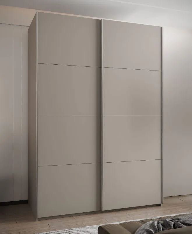 Penderie / Armoire à portes coulissantes / 2 portes coulissantes / 11 compartiments / 245,5 x 180 x 64 cm / 2 tringles à vêtements / 6 étagères / Couleur : Cachemire / Soft-Close