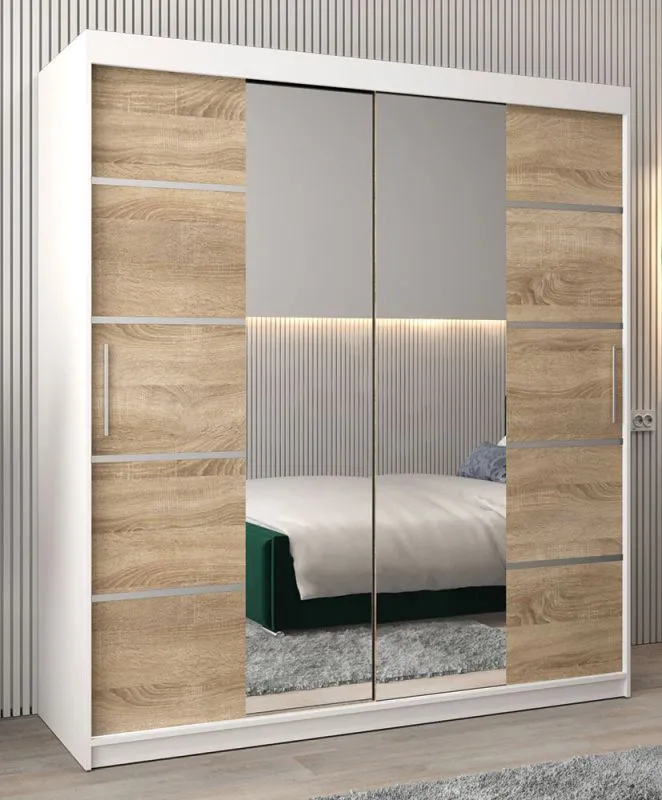180 cm de large Armoire avec 2 portes | 10 casiers | Couleur: Chêne Sonoma / Blanc Abbildung