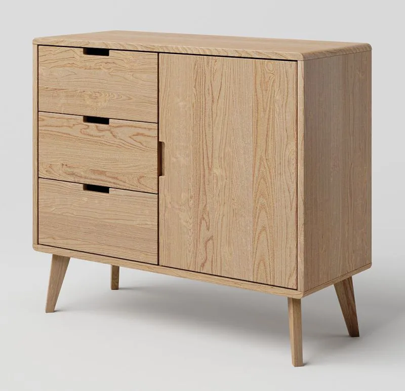 Commode en chêne massif naturel Aurornis 37 | 84 x 96 x 40 cm | Design moderne et robuste