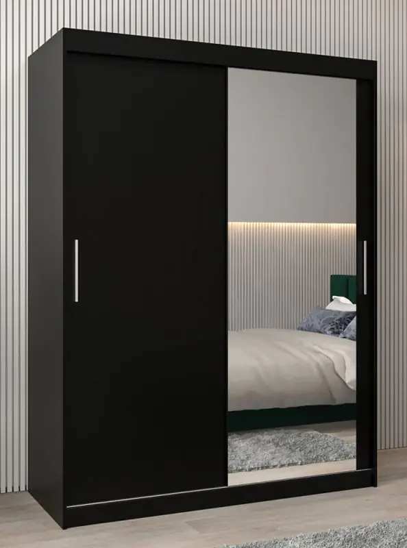 Armoire noire 200cm avec miroirs, portes coulissantes. Collection C