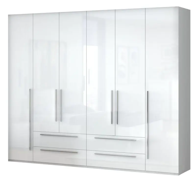 Chambre à coucher - Armoire, Couleur: Blanc / Blanc brillant - 224 x 272 x 56 cm (H x L x P) Abbildung