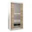 Armoire à portes coulissantes Jan 01D avec miroir | Blanc mat & chêne Sonoma | 200 x 100 x 62 cm