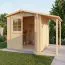 Abri de jardin avec toit traînant / 2,77 x 2,03 mètres / Cabane de jardin / Naturel / Construction par éléments / Toit à deux versants / Weilar 02 / Porte encadrée de bois massif avec fenêtres