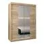 Armoire à portes coulissantes / Penderie Jan 03D avec miroir, Couleur : Chêne de Sonoma - Dimensions : 200 x 150 x 62 cm (H x L x P)