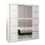 Armoire à portes coulissantes / Penderie Jan 04D avec miroir, Couleur : Blanc mat - Dimensions : 200 x 180 x 62 cm (H x L x P)