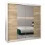Armoire à portes coulissantes / Penderie Jan 05D avec miroir, Couleur : Blanc mat / Chêne de Sonoma - Dimensions : 200 x 200 x 62 cm (H x L x P)