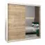 Armoire à portes coulissantes / Penderie avec miroir Tomlis 05B, Couleur : Blanc mat / Chêne de Sonoma - Dimensions : 200 x 200 x 62 cm (H x L x P)