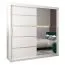 Armoire à portes coulissantes / Penderie Jan 05B avec miroir, Couleur : Blanc mat - Dimensions : 200 x 200 x 62 cm ( H x L x P)