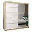 Armoire à portes coulissantes / Penderie Jan 05B avec miroir, Couleur : Chêne de Sonoma / Blanc mat - Dimensions : 200 x 200 x 62 cm ( H x L x P)