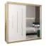 Armoire à portes coulissantes / Penderie avec miroir Tomlis 05B, Couleur : Chêne de Sonoma / Blanc mat - Dimensions : 200 x 200 x 62 cm (H x L x P)