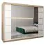 Armoire à portes coulissantes / Penderie Jan 06D avec miroir, Couleur : Chêne de Sonoma / Blanc mat - Dimensions : 200 x 250 x 62 cm (H x L x P)