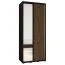 Armoire miroir Mina blanc/chêne | Poignées noires | Gain de place | 235,2 x 110 x 60 cm | Étagères modulables | Salon ou chambre
