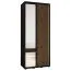 Armoire à portes coulissantes Mina avec miroir | Noir et chêne | Grand espace de rangement | 235,2 x 120 x 60 cm