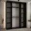 Armoire noire Tharo à portes coulissantes | Design moderne | Poignées métalliques noires | Gain de place | 235,2 x 190 x 45 cm