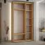 Armoire portes coulissantes Tharo noir et chêne | 235,2 x 130 x 45 cm | Salon ou chambre | Nombreux rangements | Poignées métal noir