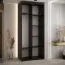 Armoire Tharo noir et chêne | 235,2 x 100 x 45 cm | Grand espace de rangement | Portes coulissantes | Poignées métal noir