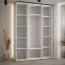 Armoire Tharo avec portes coulissantes | Blanc/Noir | Grand volume de rangement | 235,2 x 170 x 45 cm